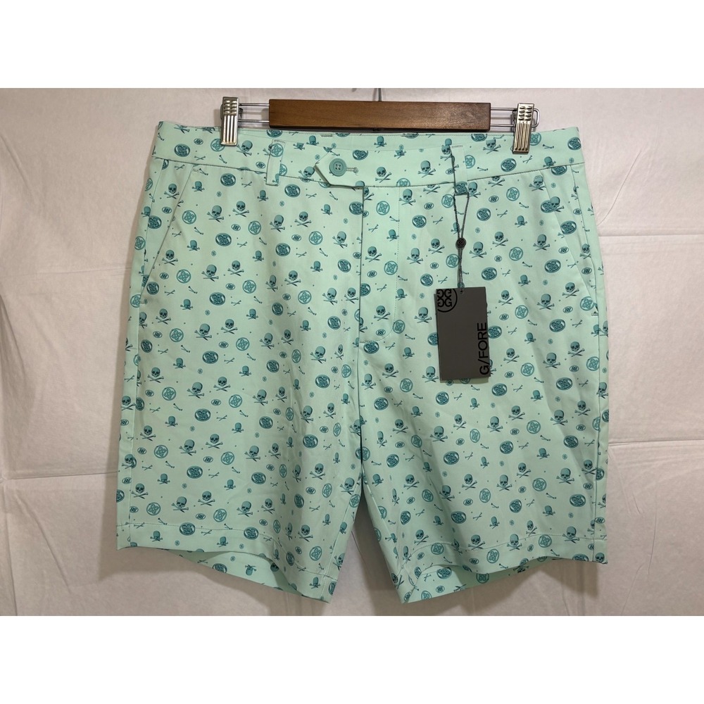 G/Fore Performance Maverick Hybrid Golf Shorts Mens Teal Graphic‎ Skull 33 NWT